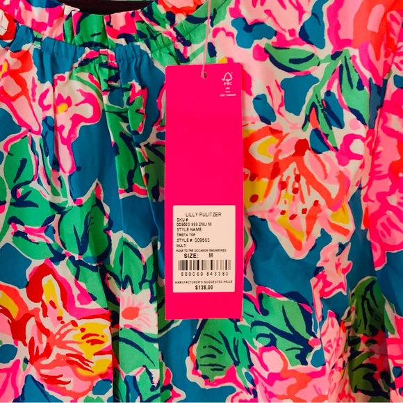 NEW LILLY PULITZER trista top in multi rose to the occasion engineered - Picture 5 of 5